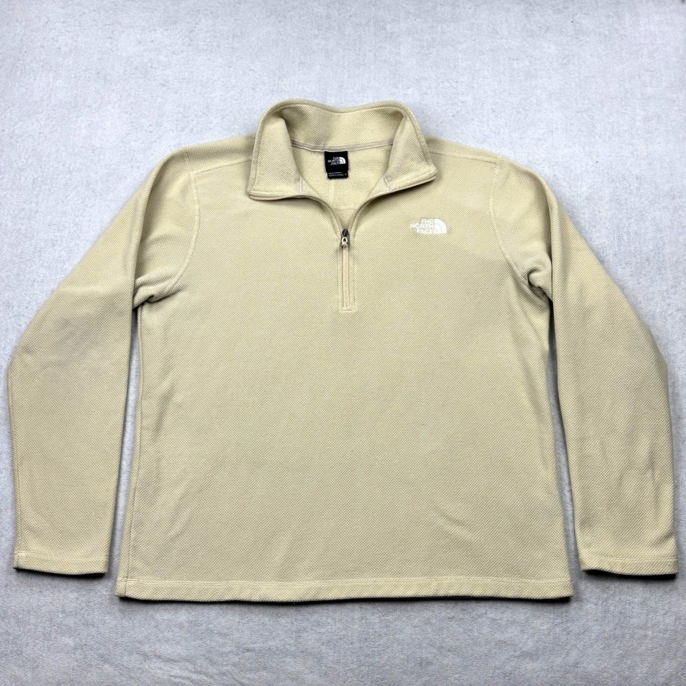 The North Face Textured Cap Rock Fleece Pullover Mens XL Tan 1/4 Zip NF0A3YR1